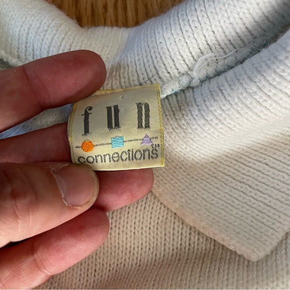 VTG FUN CONNECTIONS BLUE WHITE STRIPED COLLARED SWEATER KIDS SIZE 4/5T ACRYLIC - Picture 5 of 5